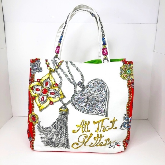 Brighton all that glitters canvas graphic print tote bag - Picture 1 of 9